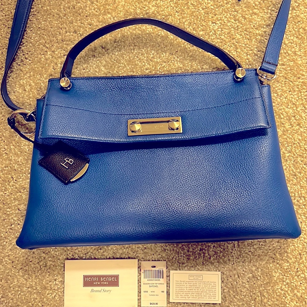 Henri Bendel cobalt blue cross body satchel